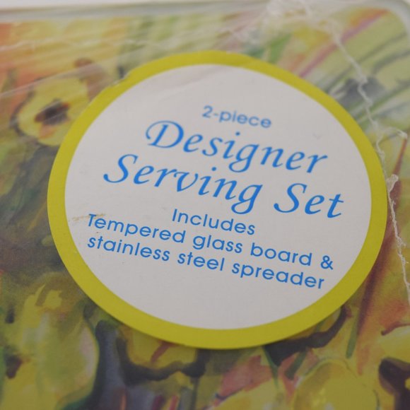 LSARTS 2 Piece Designer Serving Set Pansies New - Picture 6 of 11